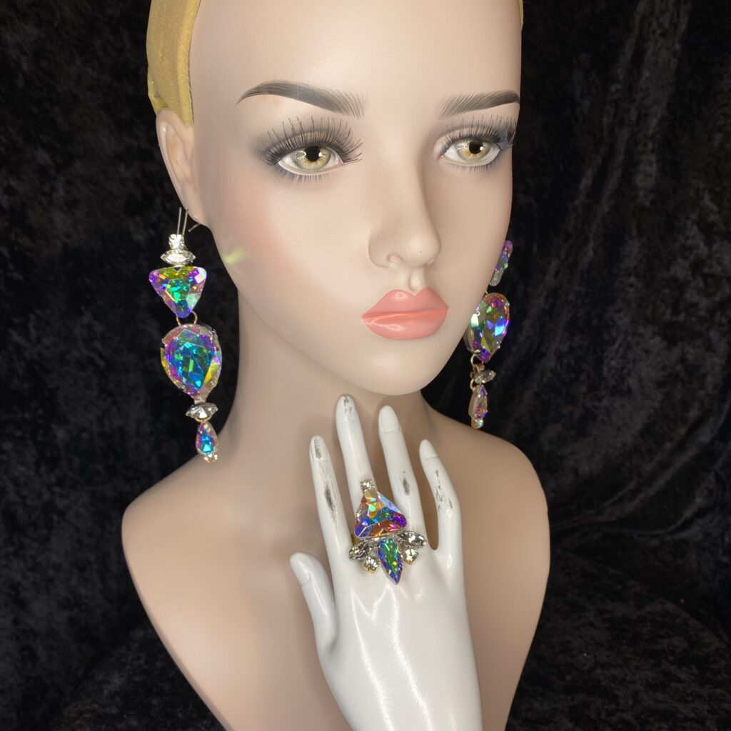 Dripping "Sparkle" 3N1 Earring & Ring Set Gemz By Genesis